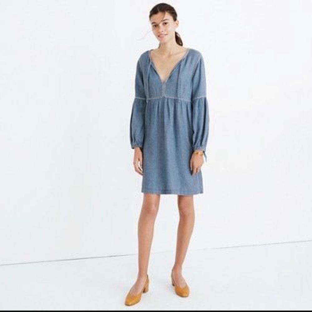 Madewell Indigo Peasant Dress- XXS